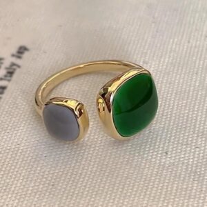 Green Grey Drip Glaze Open Ring