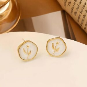 Retro Enamel Tulip Stud Earrings